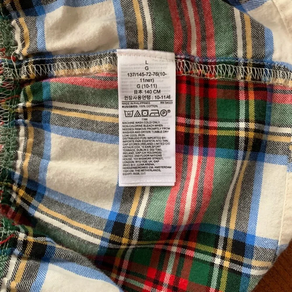 Gap Kids Girl's Plaid‎ Flannel Peplum Top Shirt Holiday Christmas Size 10